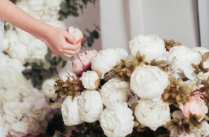 Beautiful Floral Arrangement with Peonies White and Pink